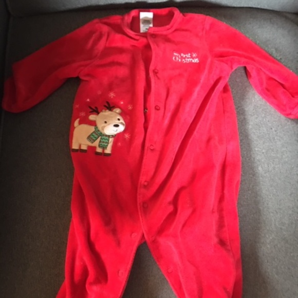 Little Me Baby Boy Holiday Reindeer Footie - Picture 2 of 2